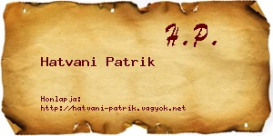 Hatvani Patrik névjegykártya