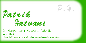 patrik hatvani business card